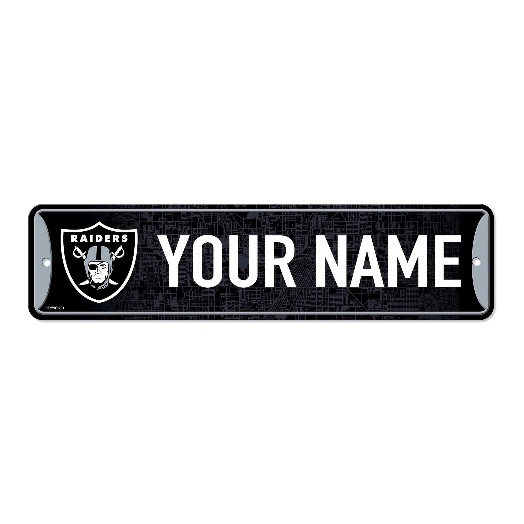 Rico Industries NFL Football Las Vegas Raiders Primary Personalized Metal Street Sign 4" x 15" Home Décor - Bedroom - Office - Man Cave