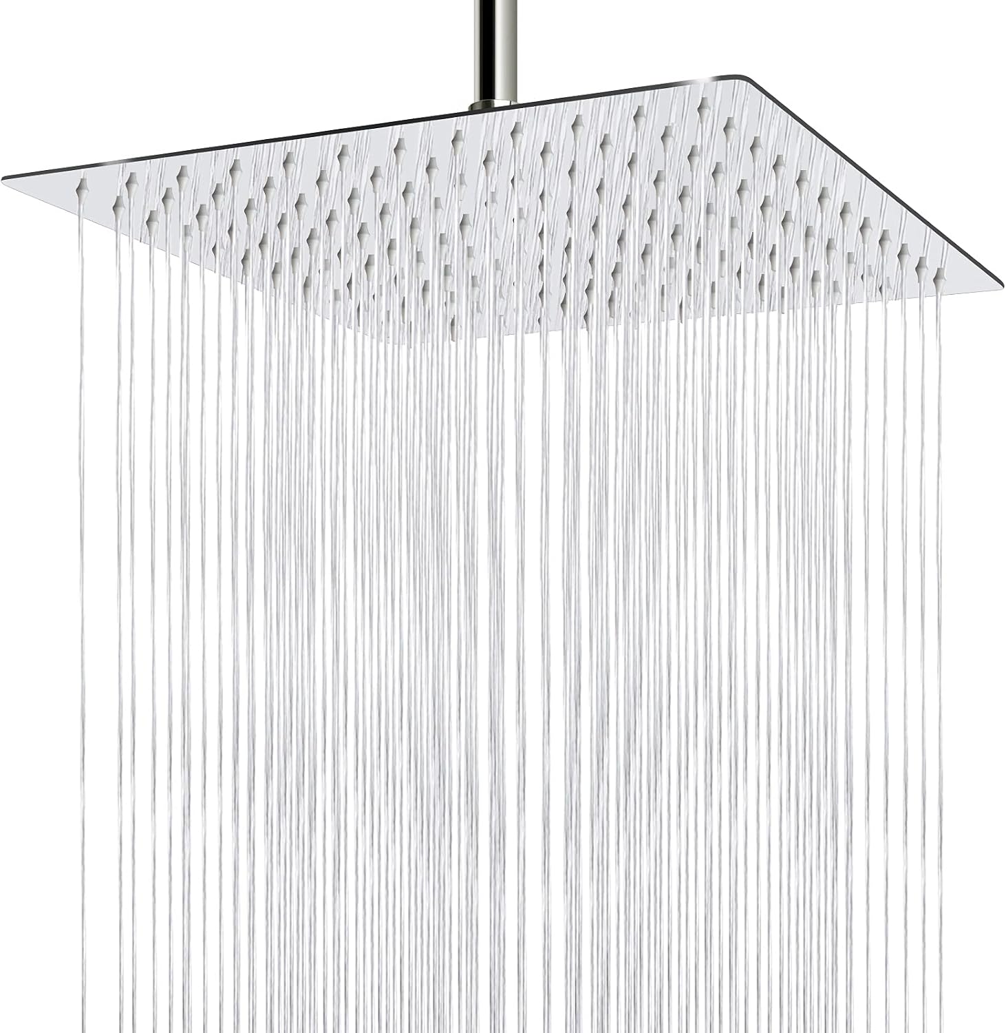Sooreally Square Rain Shower Head, 12 Inch Chrome Look Large Rainfall Showerhead, Ultra-Thin Design, Luxury Waterfall Shower Experience, Bathroom Replacement, Ceiling or Wall Mount