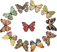 Vista 3 de Botones de madera, diseño retro en forma de mariposa, botón decorativo de dibujos animados, novedoso mixto redondo 2 agujeros botones para coser