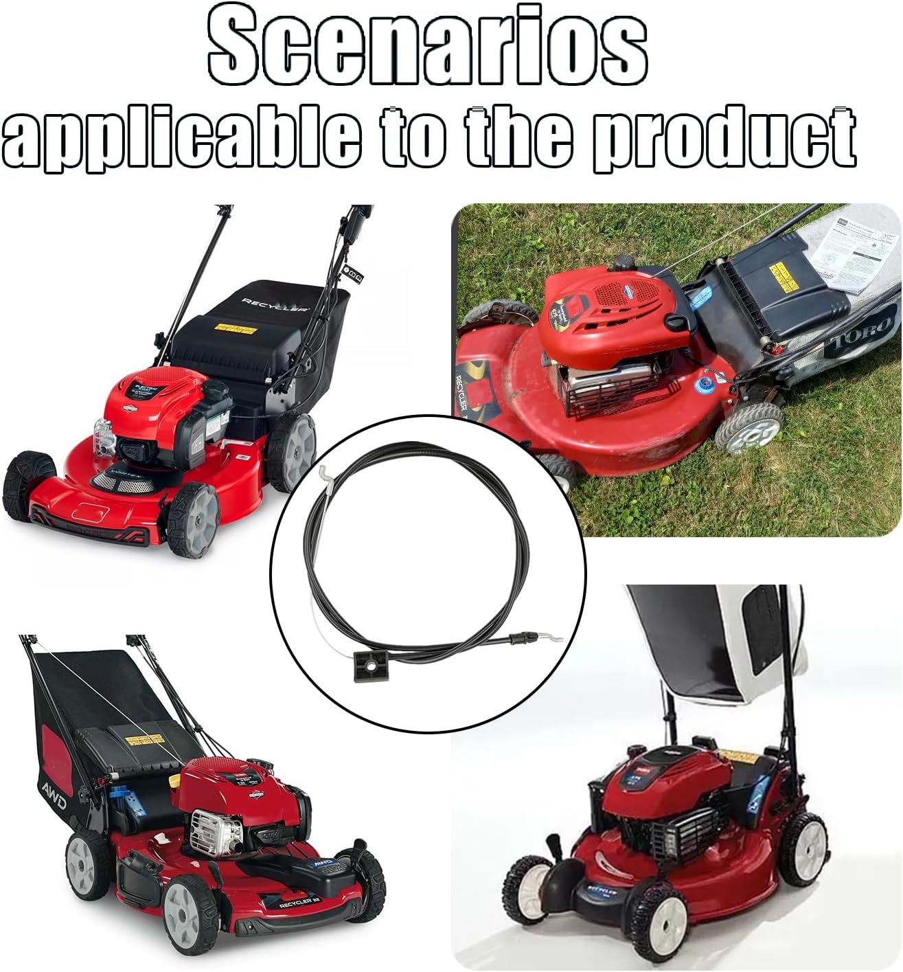 104-8677 Brake Cable Compatible with Toro 22" Recycler Lawn Mowers 20001 20003 20005 20007 20008 20009 20012 20016 20019 20069 20071 20072 20995, Replaces 1048677 290-935