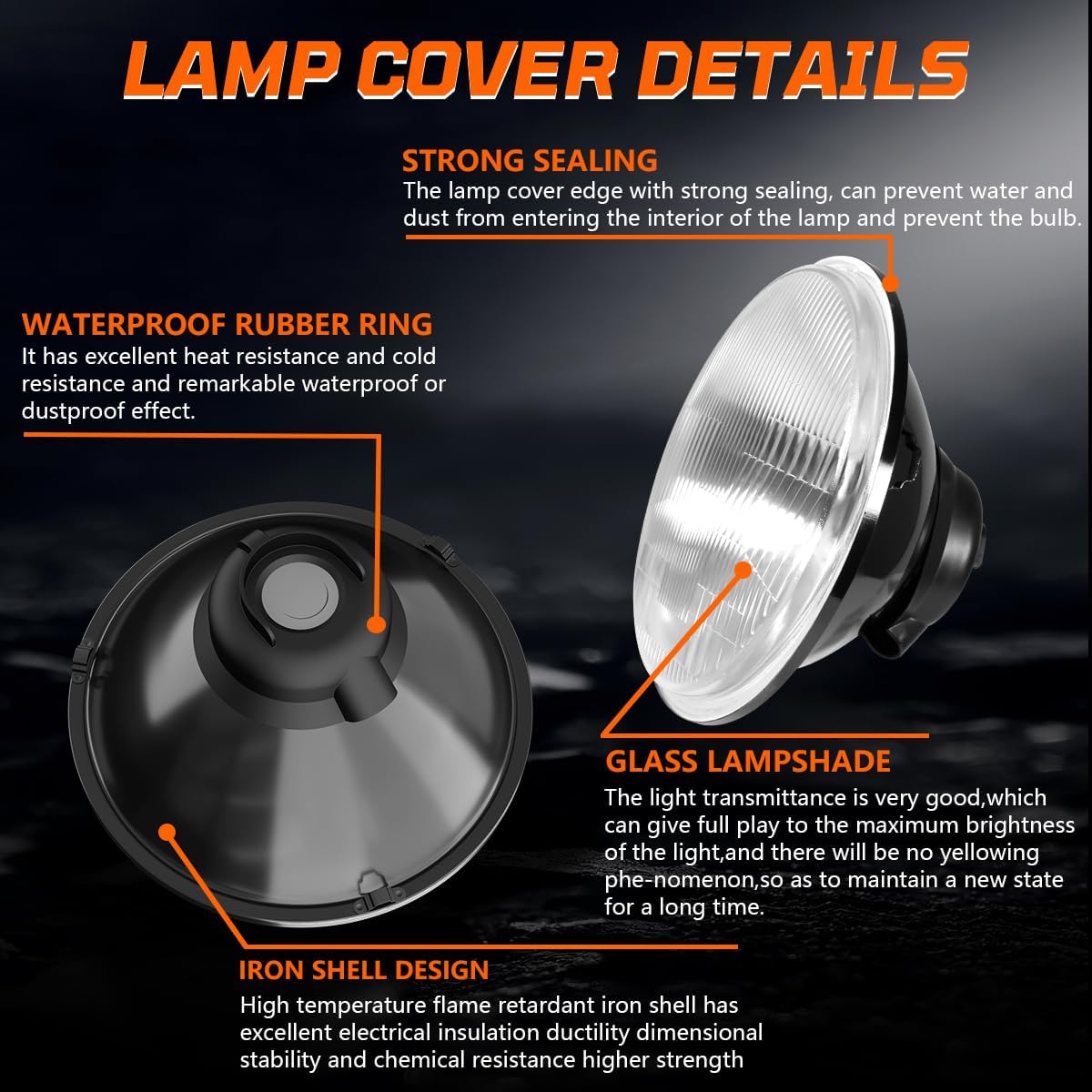 H4/9003 LED Headlight Bulbs + 7 Inch H6024 Glass Round LED Headlight Housing,Halogen Sealed High Low Dual Beam,Original Classic Look Conversion Pair Kit Pair