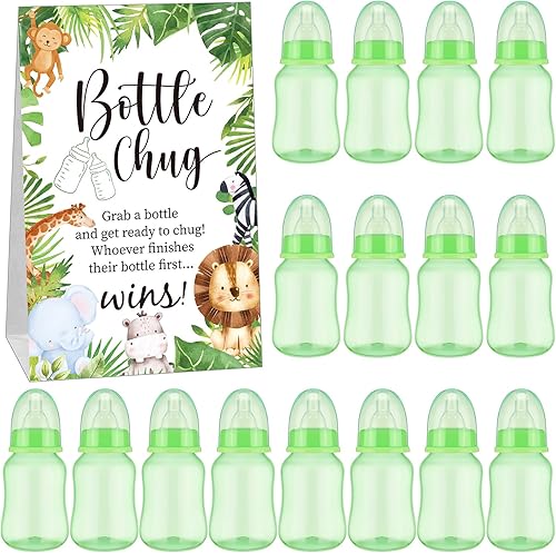 Miniatura 19 de TrelaCo Bottle Chug - Juego de 20 biberones para baby shower, con 1 letrero de papel kraft para revelación de género, suministros de fiesta, regalos