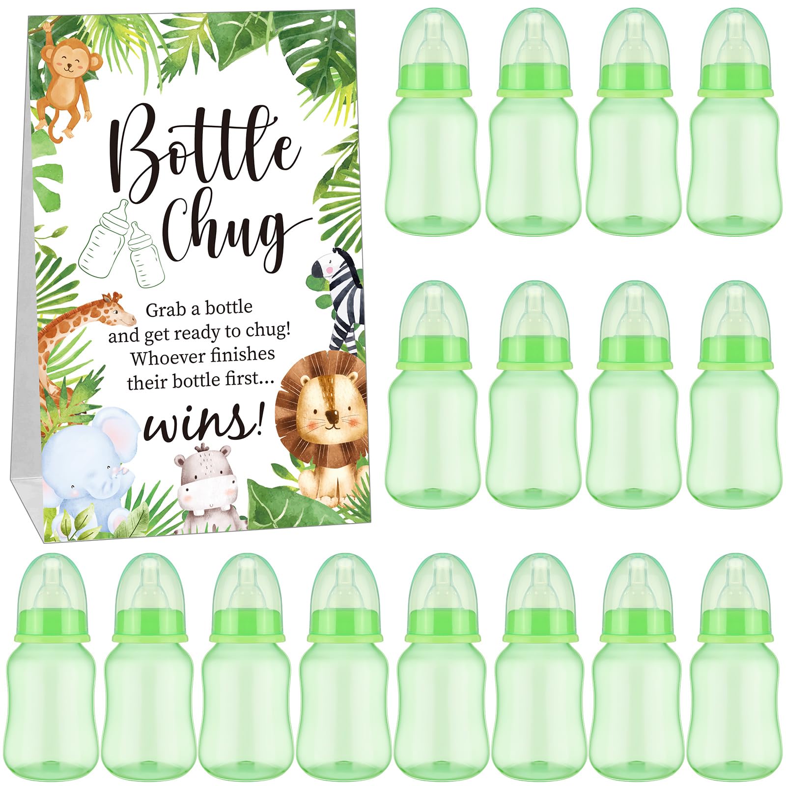 TrelaCo Bottle Chug Baby Shower Game 20 Pcs Baby Bottles - party games and activities | Mubboo