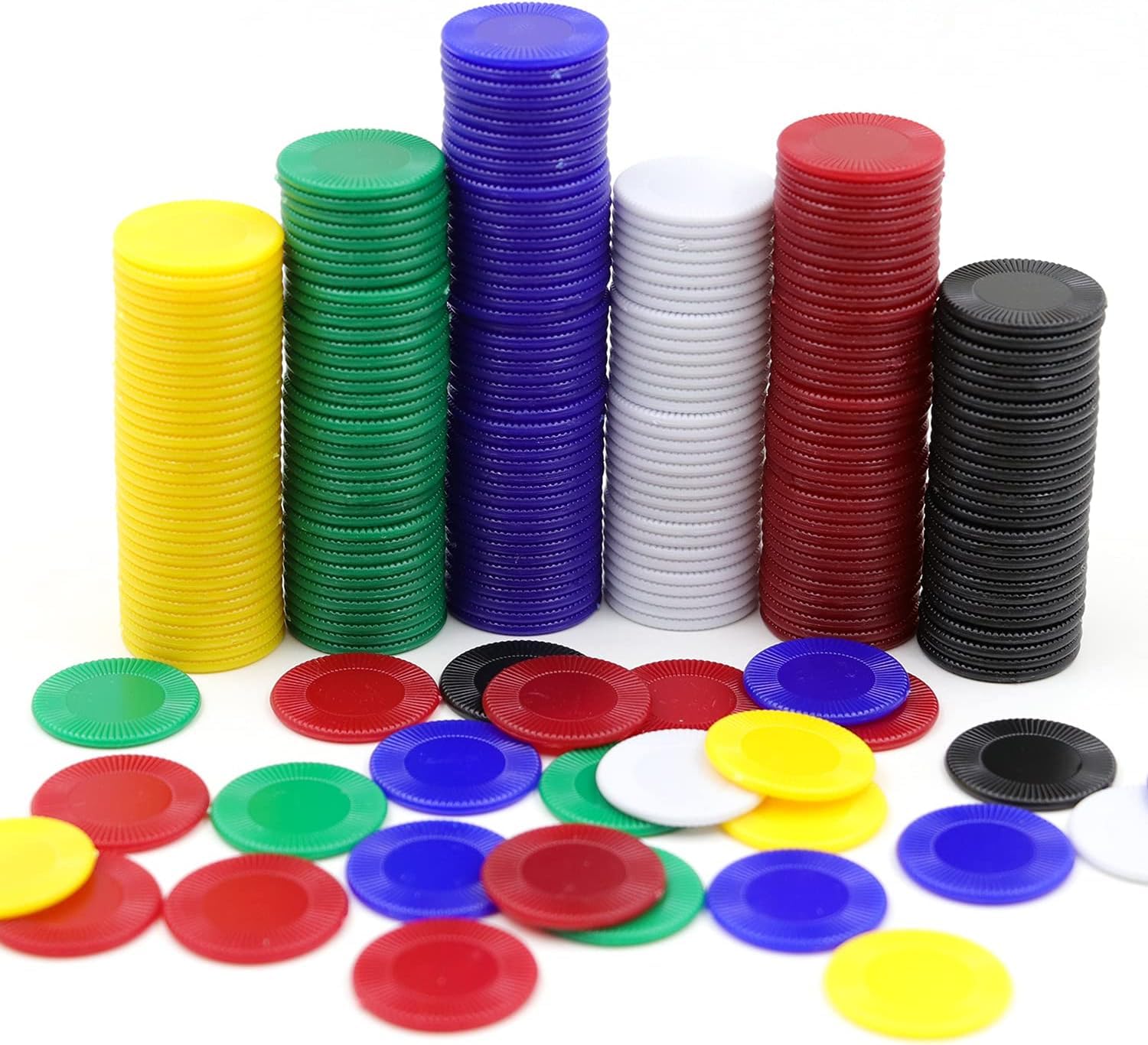 600Pcs Plastic Poker Mini Chips in 6 Colors Bulk Poker Card Game Chips for Game Play Learning Math Counting Kids Teaching Rewards(2.2CM in Diameter)
