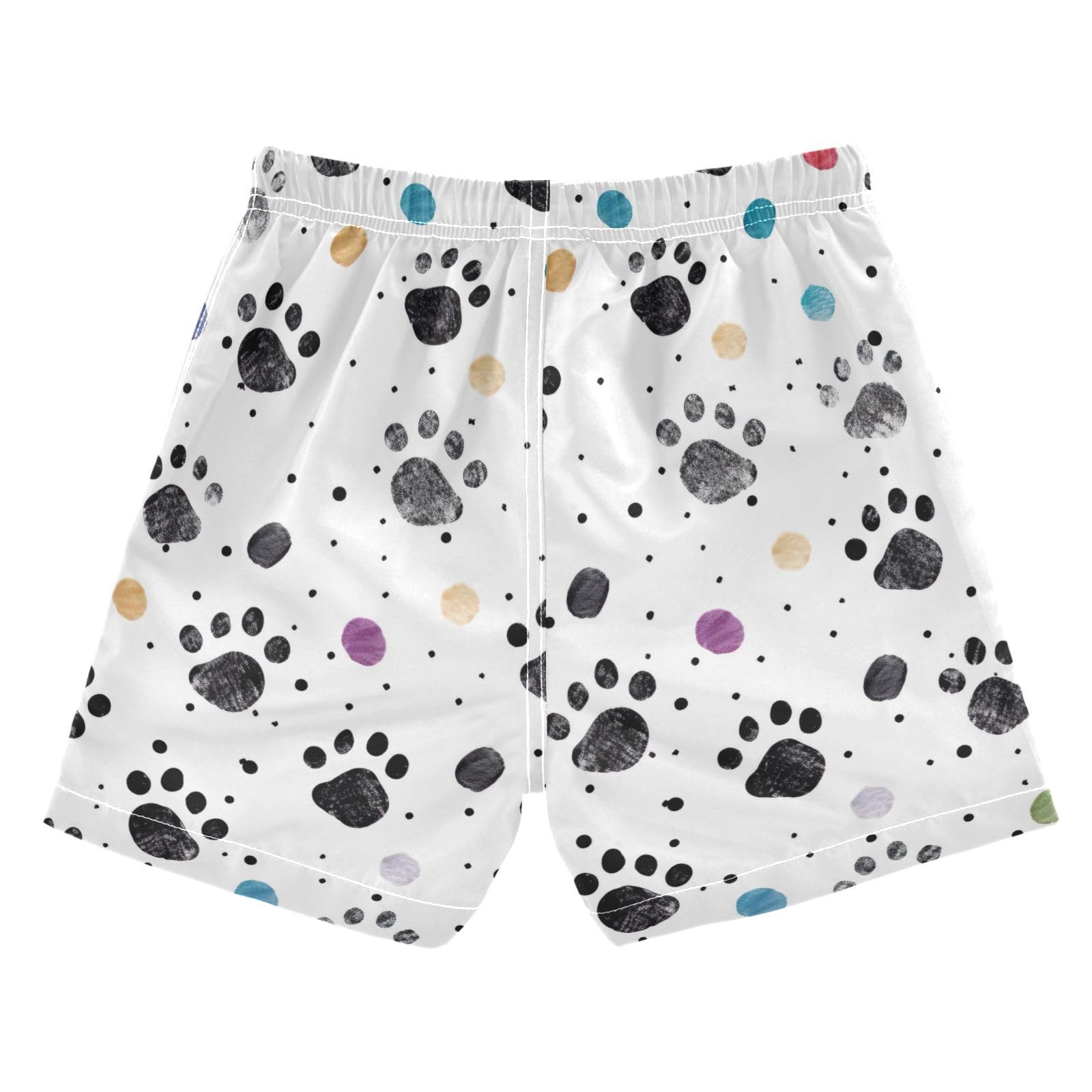 FLildon Dog Paw Colorful Little Boys Swim Trunks with Mesh Lining Quick Dry Beach Board Shorts, 3T