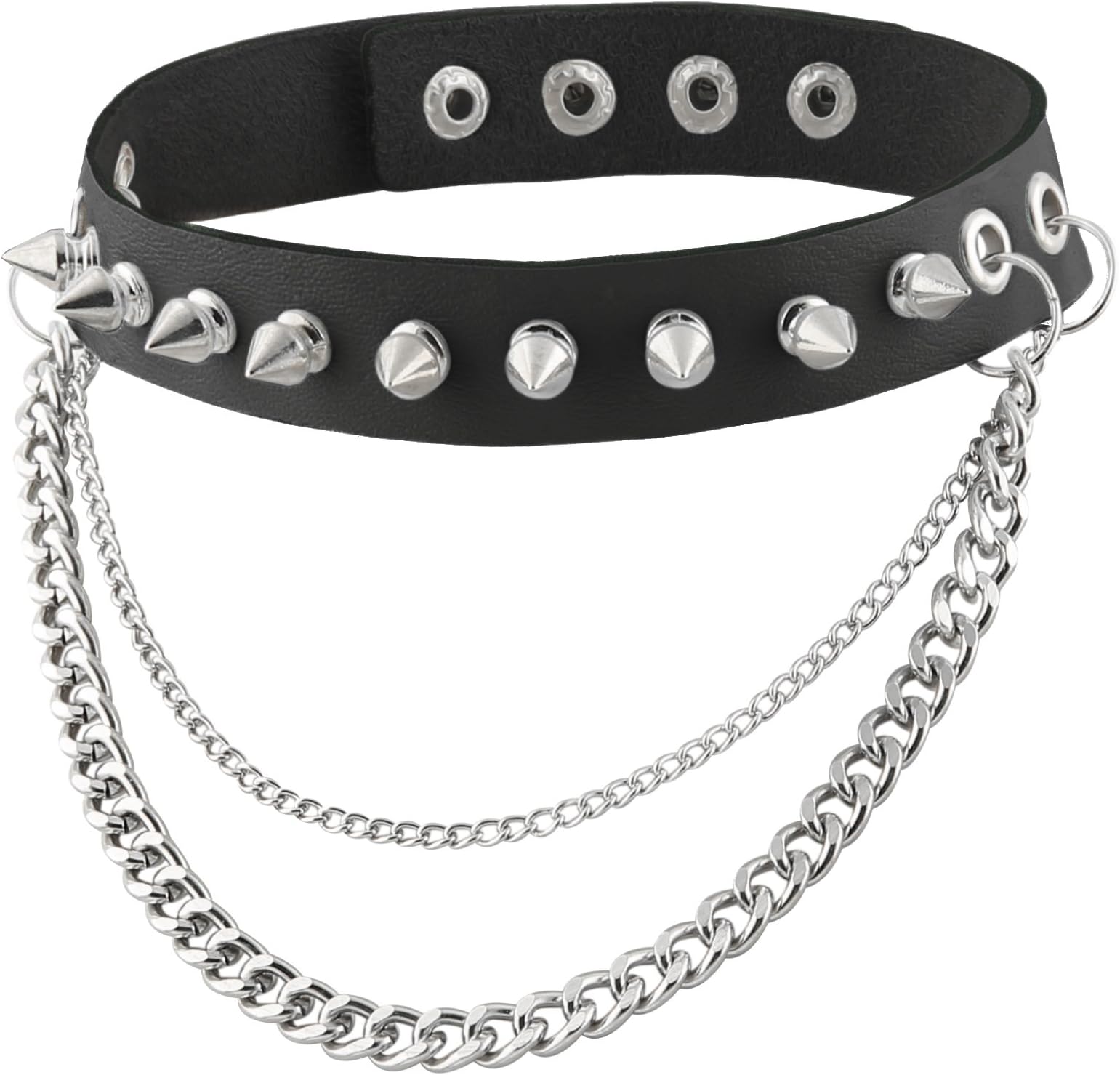 HZMAN Punk Goth Metal Spike Studded Choker Necklace for Women Men PU Leather Collar Choker Necklace