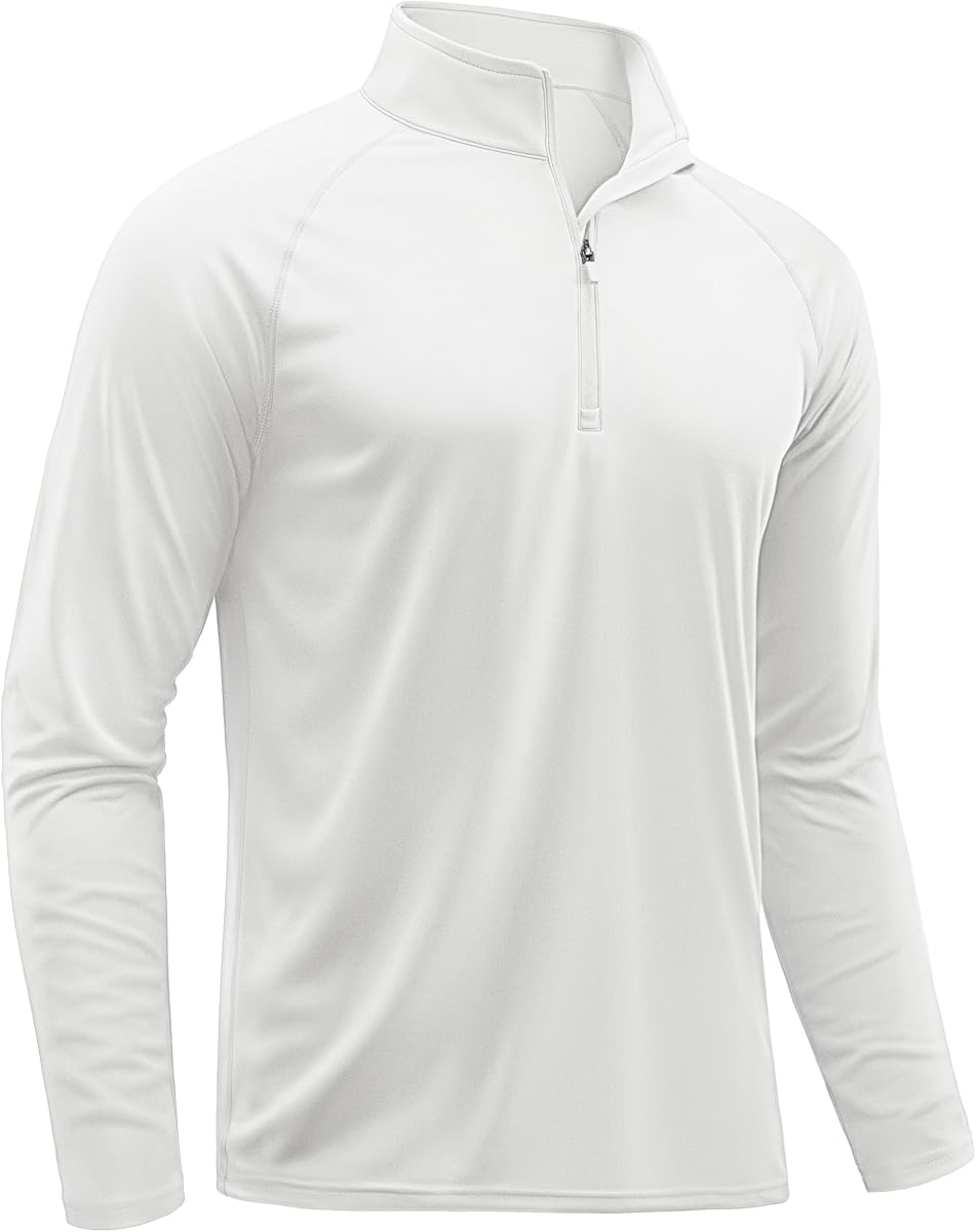 TACVASEN Camisetas atléticas de manga larga para hombre 1/4 de jersey con cremallera protección solar protección contra erupciones UPF 50+ camisetas para correr al aire libre