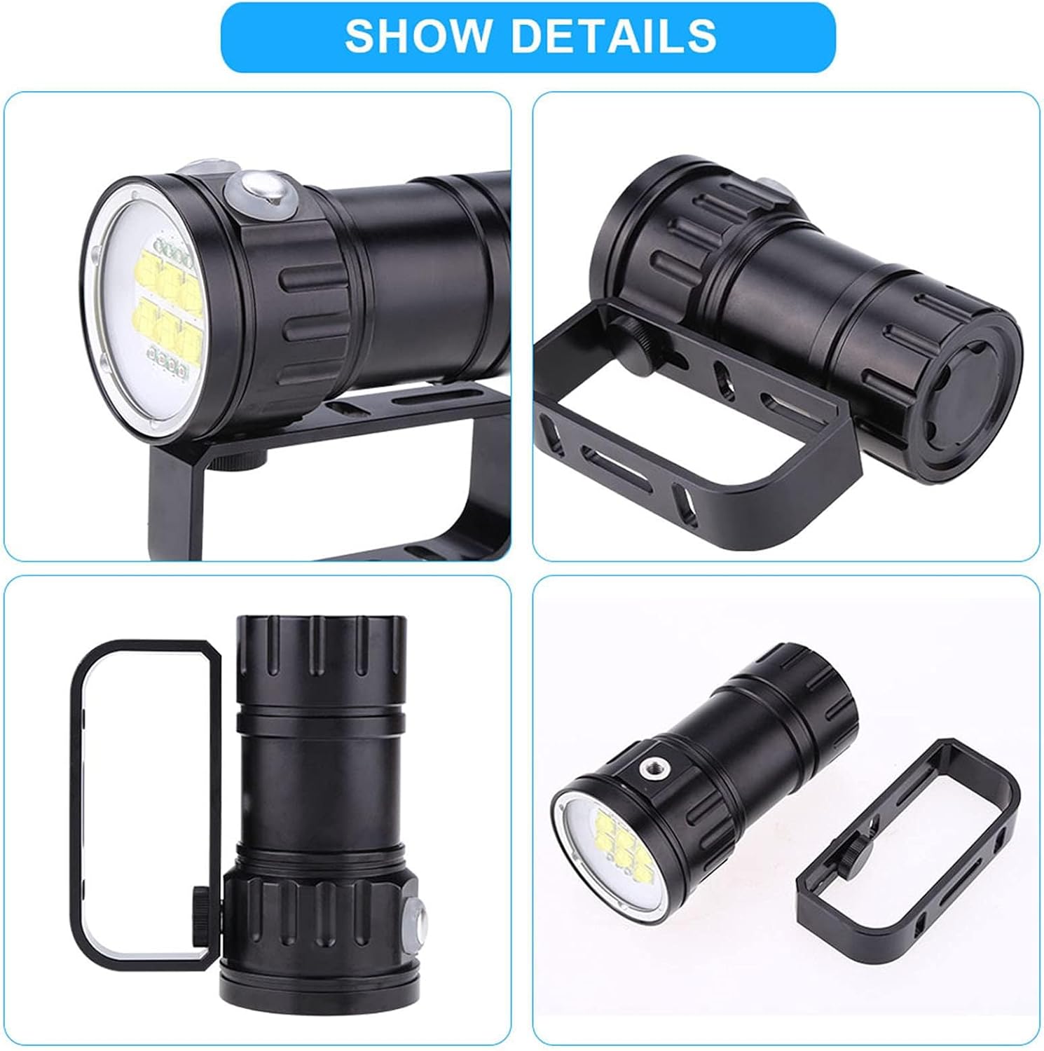 Diving Flashlight, Waterproof Convenient Carrying Sofirn Flashlight, Multifunctional 28800Lm 80M Dive Light with Bracket, for Outdoor Under Water Sports