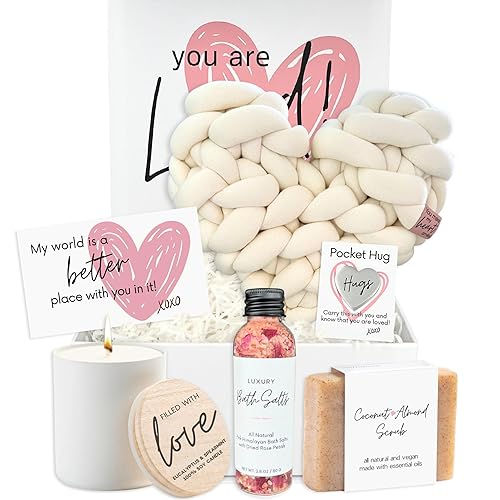 Boxzie Juego de caja de regalo con texto en inglés You are Loved para mujer, regalos únicos con texto en inglés I Love You para ella, paquete de