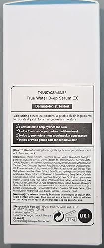 Miniatura 11 de THANKYOU FARMER True Water Deep Serum EX 2.11 fl oz (2.0 fl oz) - Suero de ácido hialurónico coreano para cara, esencia de fito-mucina, suero