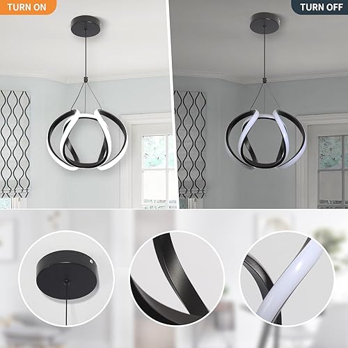 Miniatura 6 de CANEOE Modernas lámparas colgantes LED, 5500 K, iluminación colgante negra para isla de cocina, lámparas colgantes de altura ajustable para comedor,