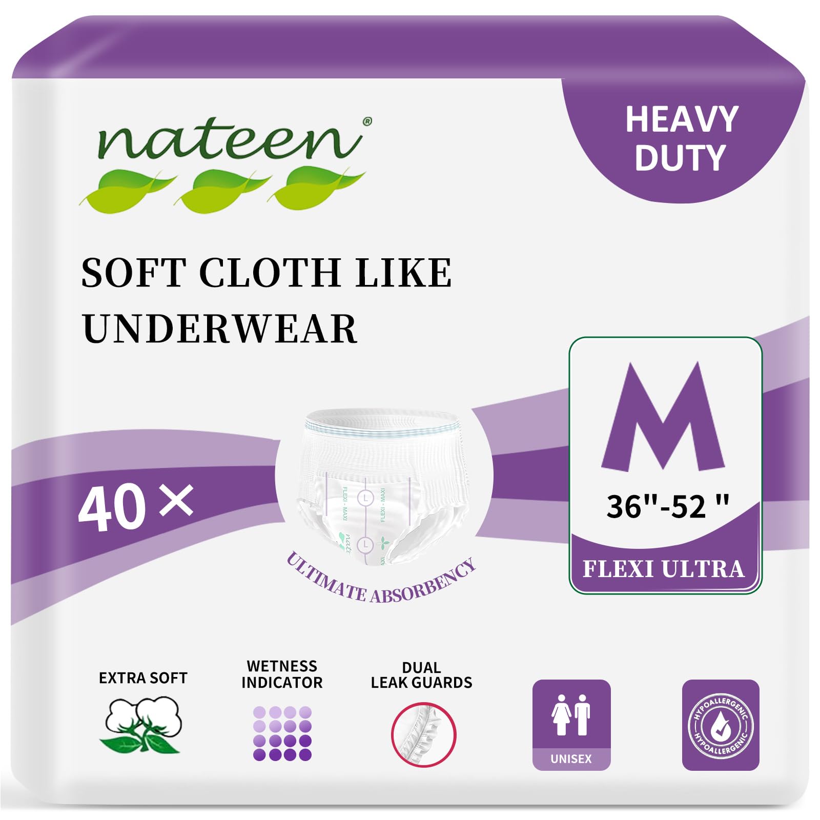 Nateen Flex Ultra Adult Incontinence Underwear for Women and Men, Ultimate Absorbency Adult Pull Ups for Heavy Incontinence, Soft and Breathable