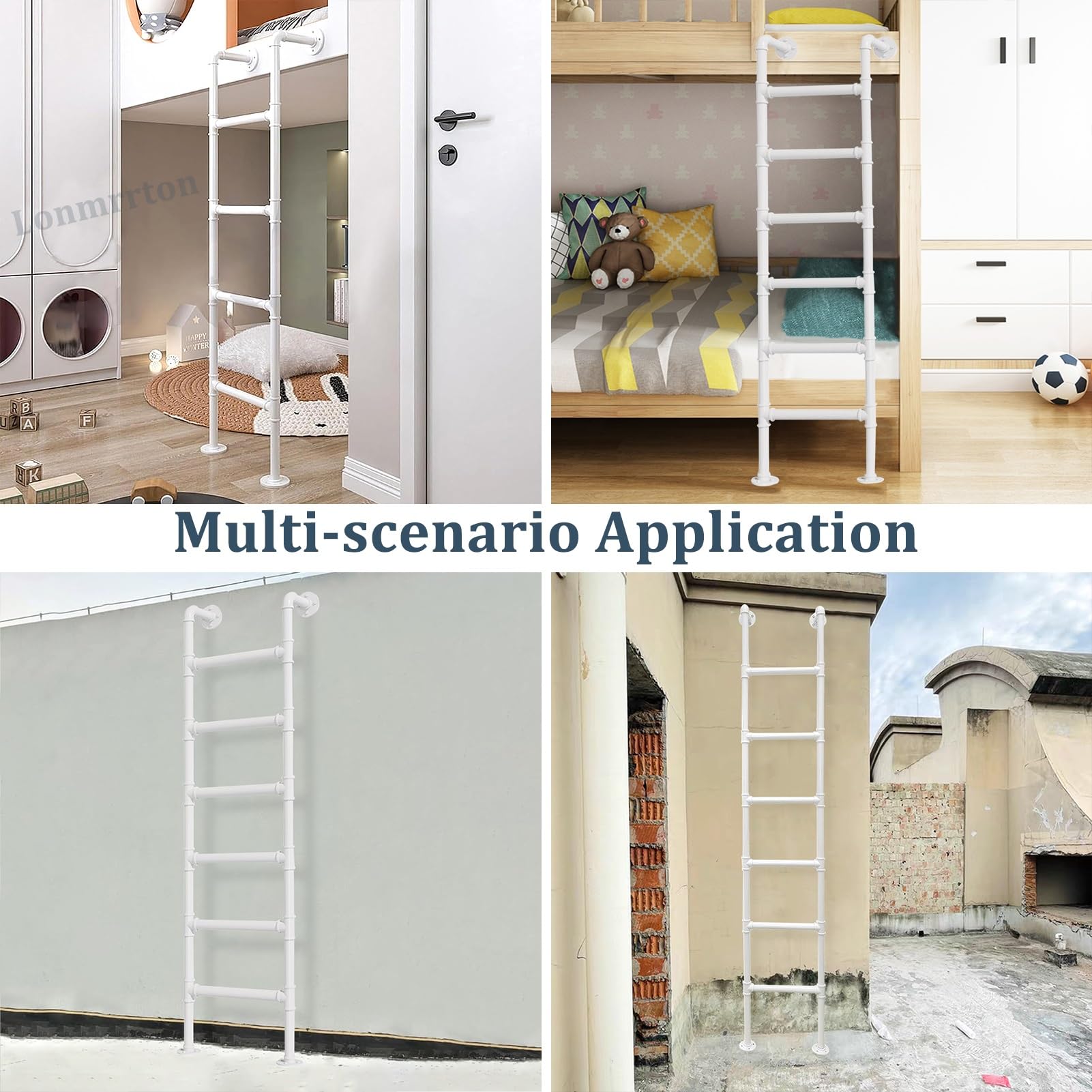 Escalera de Emergencia metálica de Alta Resistencia para literas Tipo Loft, montada en la Pared, para Casas, Apartamentos, terrazas y caravanas. Capacidad de 150 kg (330 lbs). Long