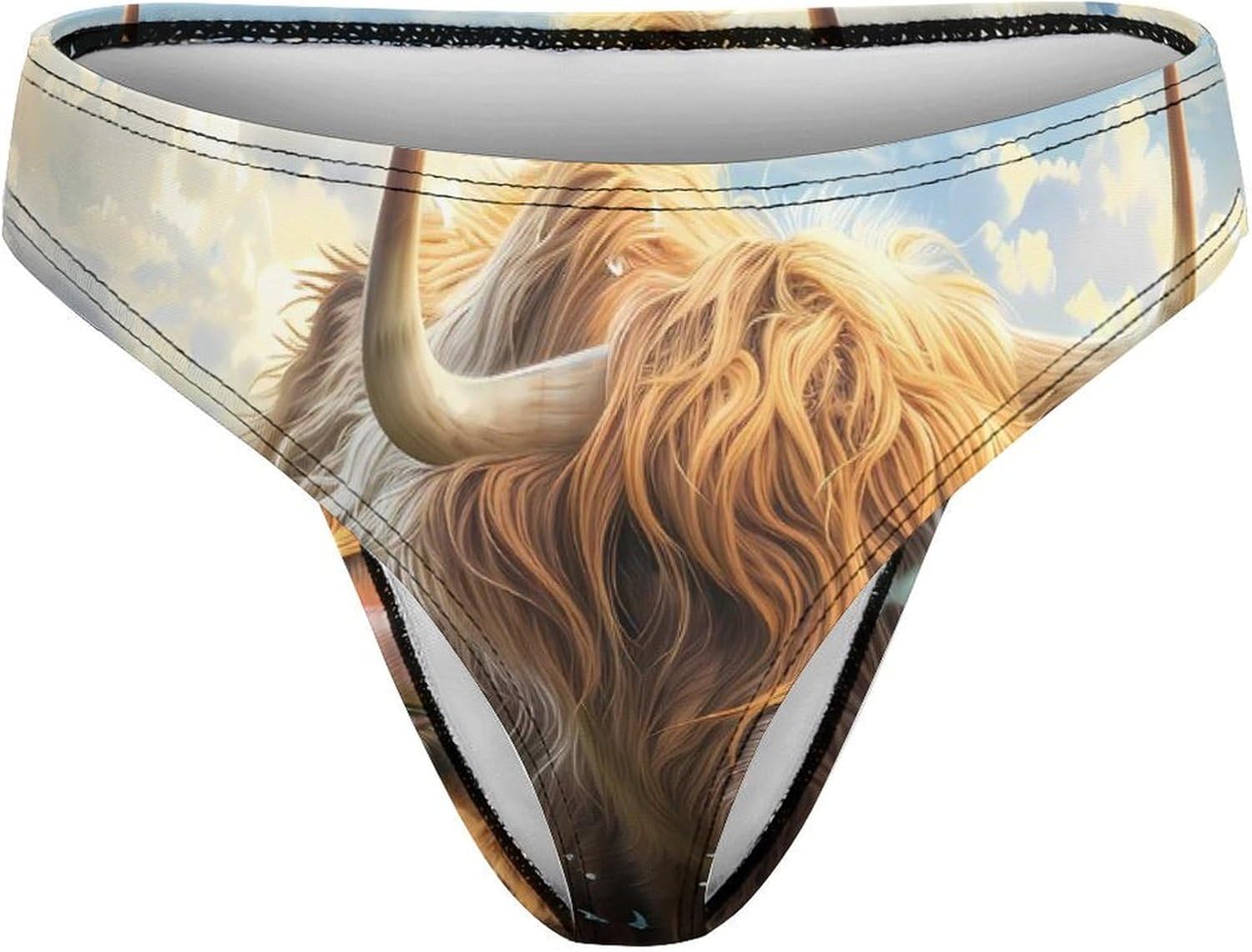 Highland Cow Women Underwear Thongs No Show Panties | Sexy T Back,Breathable Soft Undies