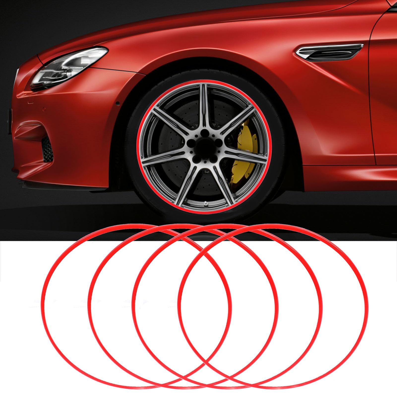 Akozon Le Protecteur de Jante en Alliage D'aluminium Assure Une Protection à 360 Degrés pour Les Jantes de Voiture, Moyeu Universel Rouge de 18 Pouces.