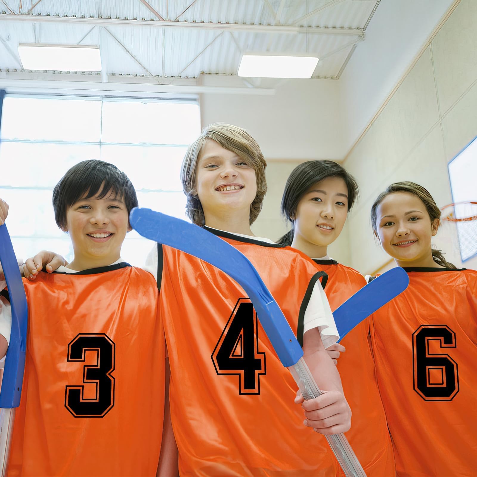 Chasubles de Football Adulte – Lot de 12 Gilets d’Entraînement Réversibles Numérotés pour Matchs et Sports d’Équipe – Maillots Respirants pour Foot, Basket, Volley – Vert/Orange