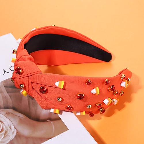 Miniatura 4 de Diademas de Halloween para mujer, accesorios de Halloween, diadema anudada con cuentas de truco o trato, diadema anudada con diamantes de imitación,