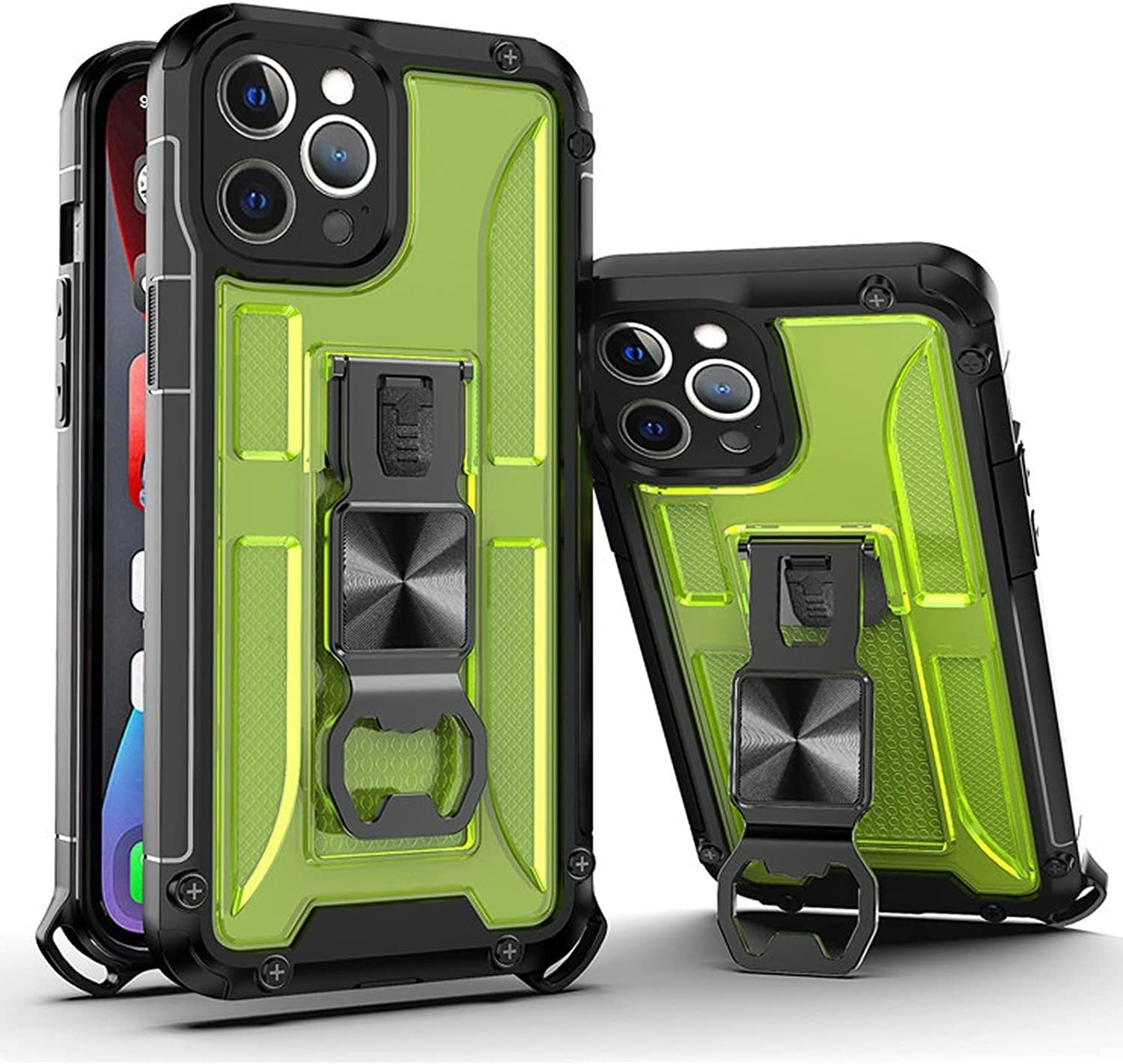 Coque iPhone 13 Pro antichoc militaire avec anneau premium en vert - 6