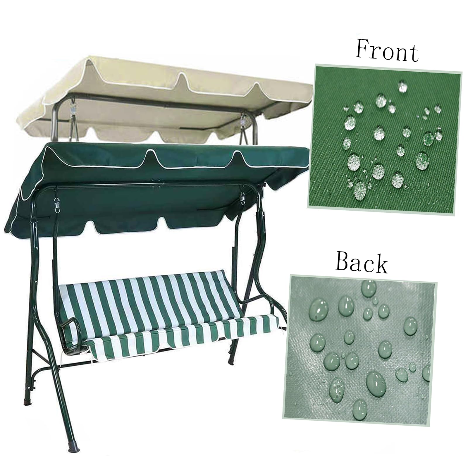 Cubierta De Toldo para Columpio, Toldo para Columpio Impermeable Resistente A Los Rayos UV, para Columpios De Exterior De JardíN De Patio De CéSped,Dark Green,55.9 * 47.2 * 5.9in