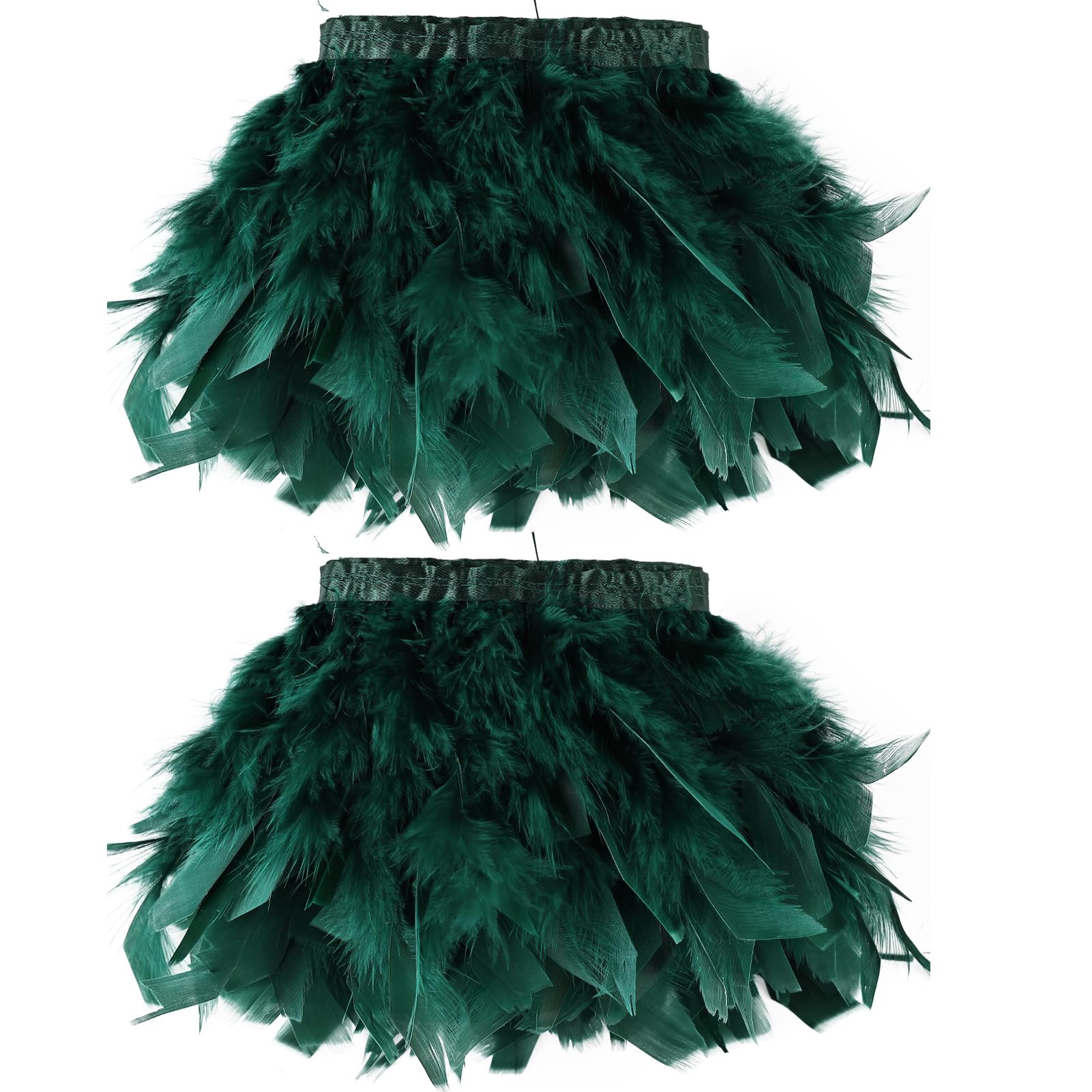 whitefeather Black Green Turkey Feathers Trim Fringe 4Yard 4-6inch for Party Clothing DIY Sewing Craft Wedding Dress Decoration Natural Fluffy Turkey