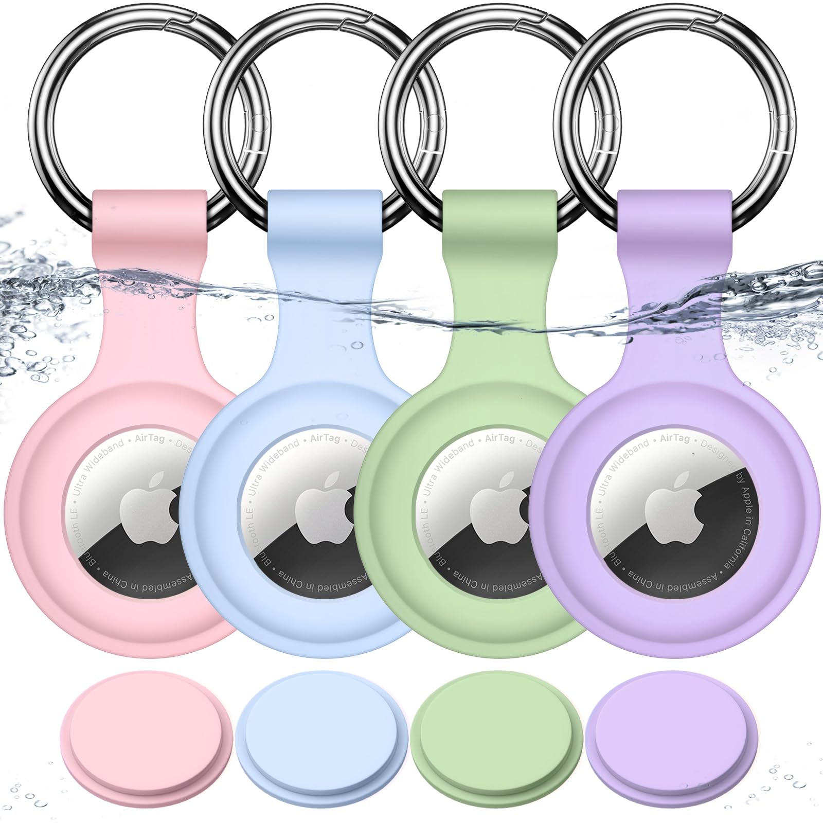 Joremx Wasserdicht Hülle für Apple AirTag Schlüsselanhänger, Silikon für AirTag Anhänger für Schlüssel/Koffer/Hundehalsband/Kinder