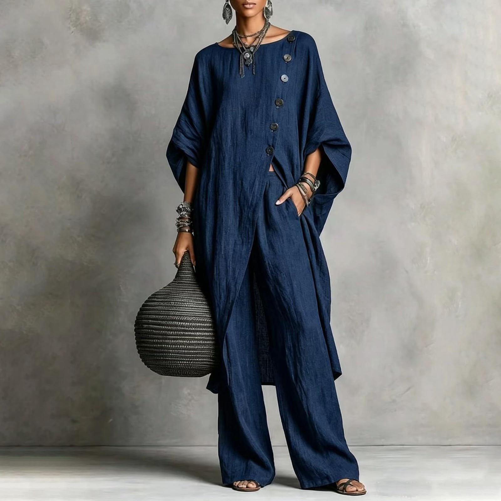 Conjunto Mujer Verano 2 Piezas Moda raje de Primavera Ligero Chndal Blusa Pantalones Ropa Playa Vacaciones Deportivo Casa Trabajoconjunto Verano mujerInformal y desenfadado
