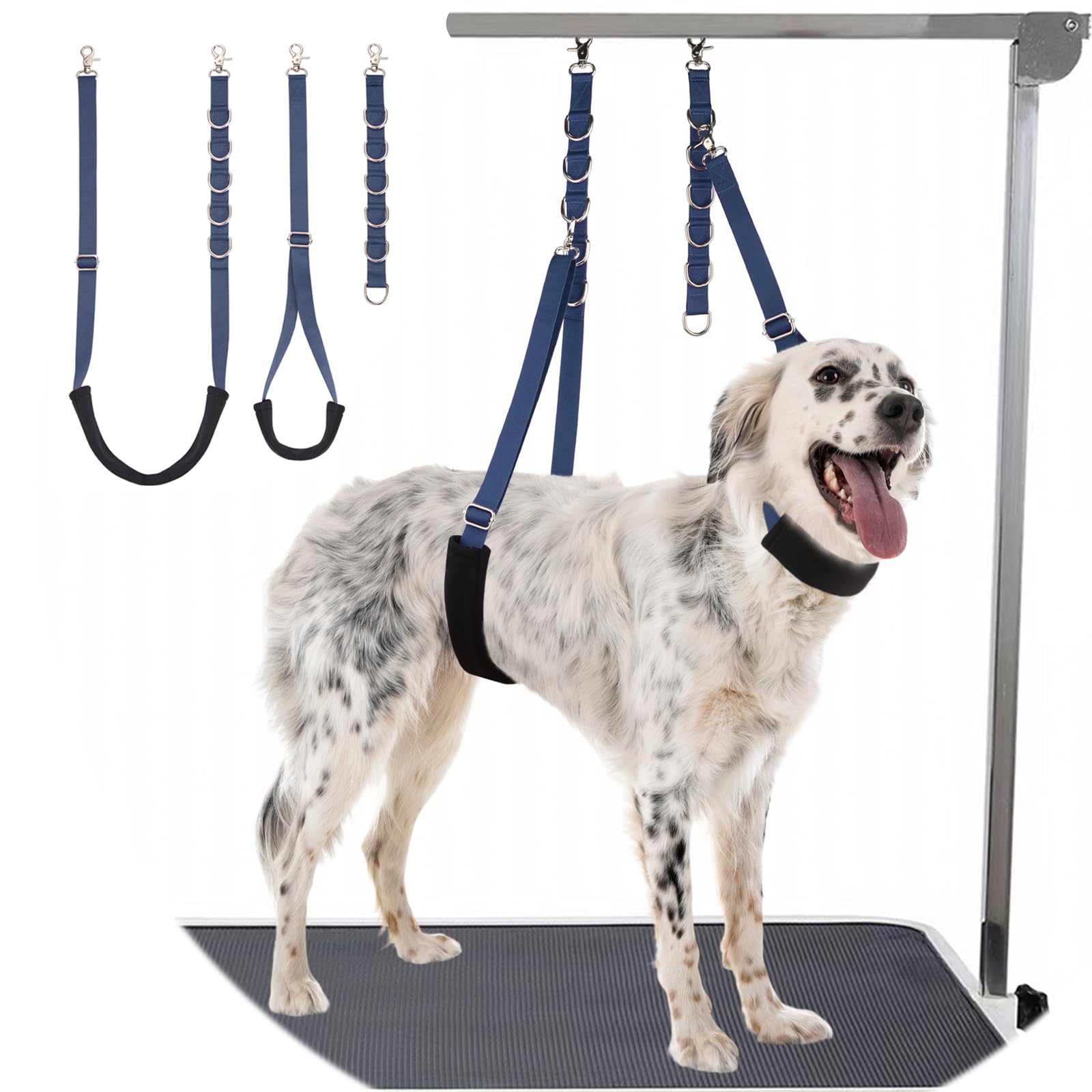 Dog Grooming Belly Strap - 3PCS Grooming Restraint Set Adjustable Belly Band Loops Strap with Padded Support & Loop Extension Straps Pet Grooming Harness Kit for Dogs (Royal Blue) — image 1