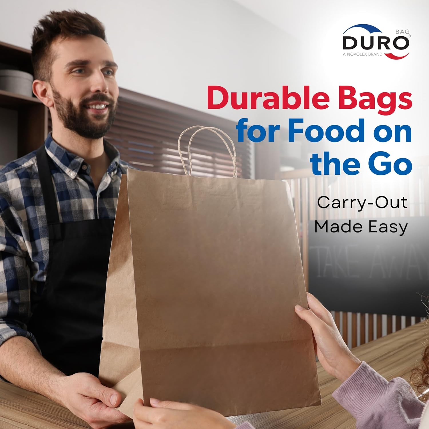 DURO 60# 8x4.5x10.25 Brown Paper Bags for Small Business, Small Kraft Bags with Handles, Holidays, Party Favors, Retail Shopping & Crafts - Pack of 75