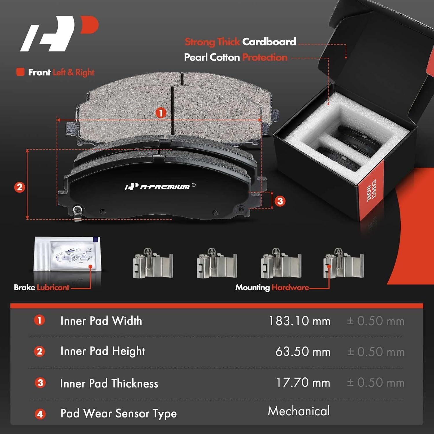 A-Premium Front Disc Brake Calipers with Ceramic Pads Compatible with Dodge Grand Caravan 2012-2017 Chrysler Town & Country 2012-2016 Volkswagen Routan 2012-2014 Ram C/V 2013-2015 6-PC Set