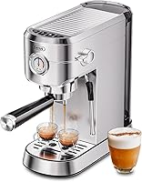 Vista 10 de Gevi Cafeteras comerciales para café expreso, máquina profesional de café con espumador de leche, máquinas de café expresso de acero inoxidable