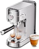 Commercial Espresso and Coffee Makers, Professional 20 Bar Espresso Maker with Milk Frother, Stainless Steel Expresso Coffee Machines for Home, Compact Cappuccino Machine, Great Gift