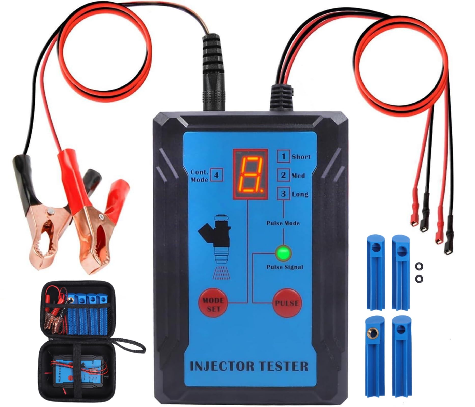 Testeur d'injecteur de carburant de voiture 12 V - 8 modes d'impulsion - Appareil de diagnostic d'injection de carburant avec 4 adaptateurs de tuyau