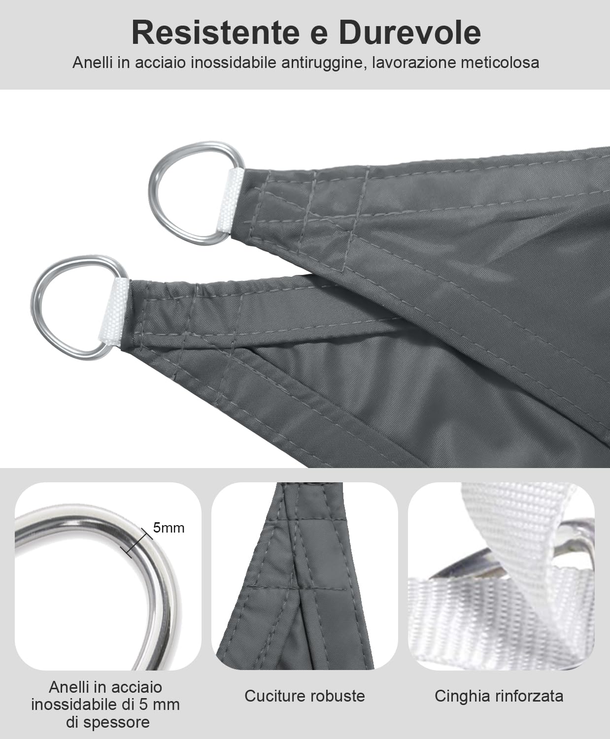 Tenda Da Sole Rettangolare 4x5m LOVE STORY - Impermeabile E Anti-UV Per Giardino, Terrazzo, Balcone - Foto 5