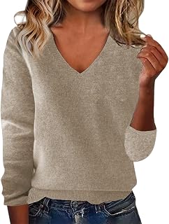 Warm Cashmere Sweaters for Women V Neck Classic Soft Pullover Sweater Loose Casual Long Sleeve 2026 Fall Winter