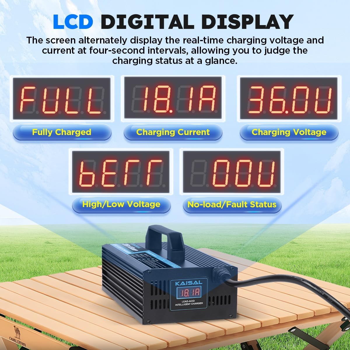 36 Volt 18A Golf Cart Battery Charger for EZGO Marathon Golf Carts 36V Golf Cart Charger with Anderson SB-50 Plug, Trickle Charge EZ GO Charger, 5-7 Hours Full Charge,16FT Cord for Lead Acid Battery - Image 4