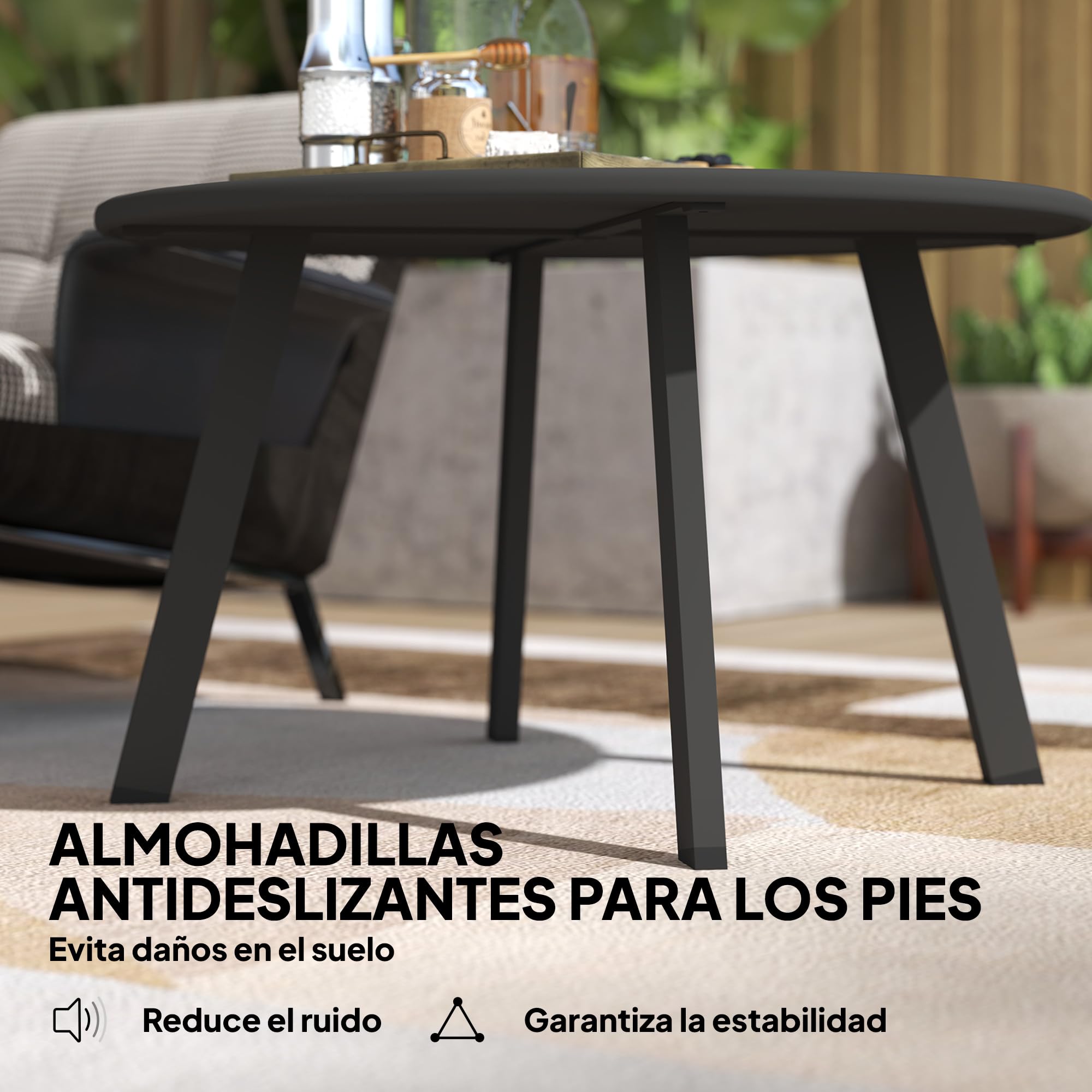 Outsunny Mesa de Centro de Jardín Redonda de Metal Mesa Auxiliar con Bordes Redondeados Patas Antideslizantes Mesa de Café para Patio Balcón Salón Ø70x42 cm Negro
