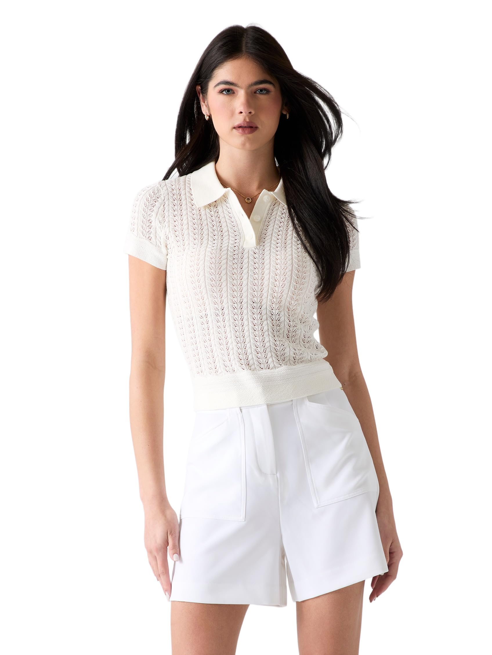 Polo Guess de manga corta mujer ropa punto Pointelle Vienna 6