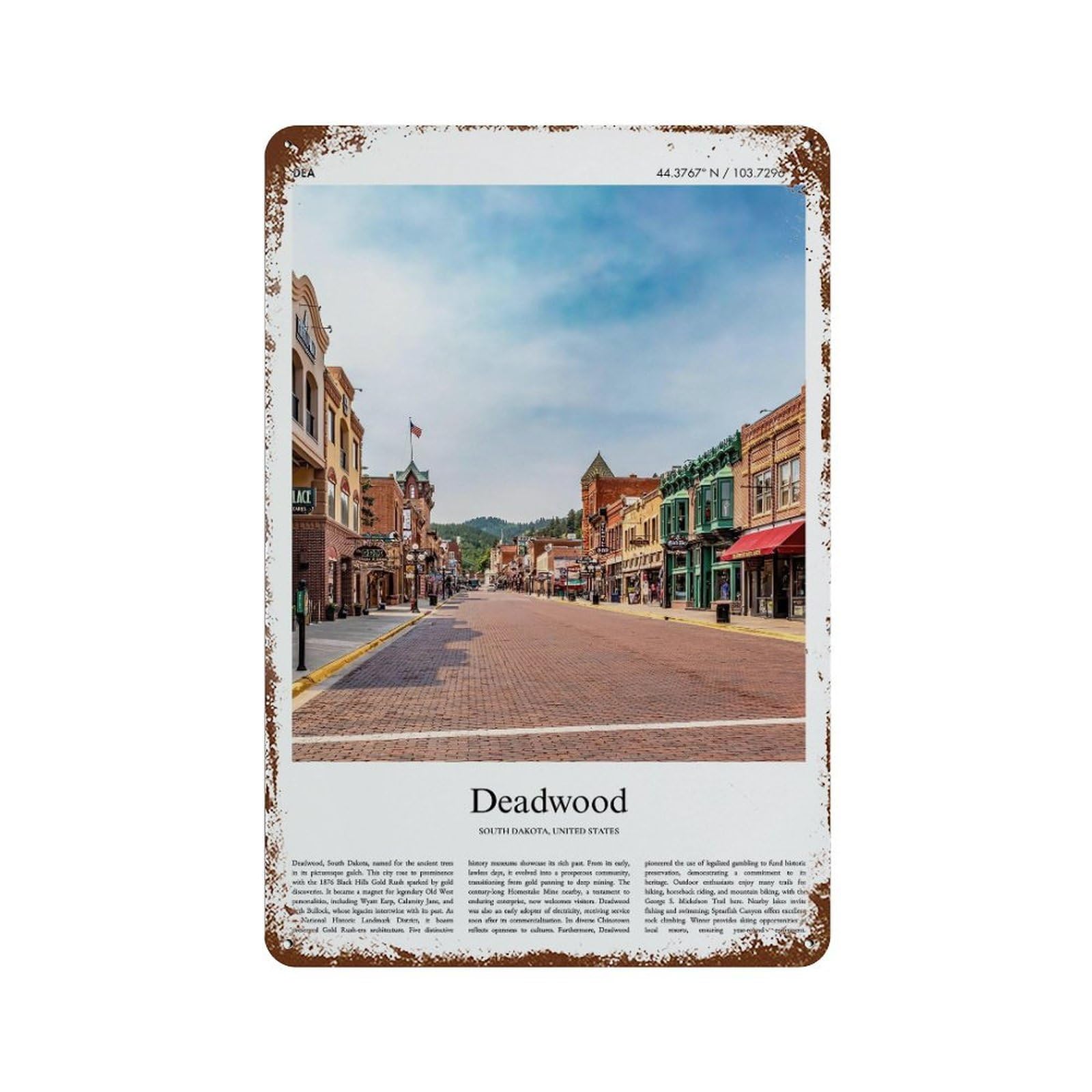 xiaoxiaoshen Deadwood South Dakota, United States, USA City Scenery Wall Decor Art Metal Tin Poster Modern Home Decor Art Home Bar Shop Decorations Vintage Sign 30x20cm