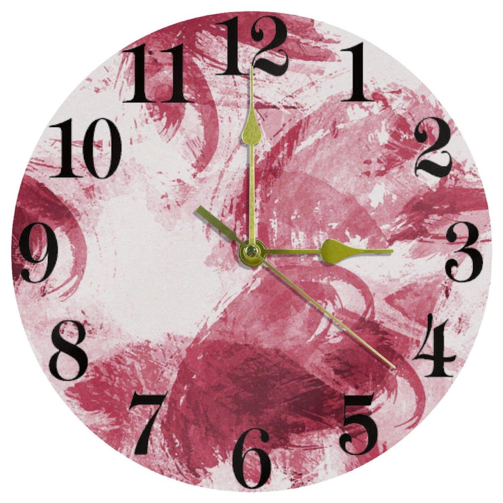Horloge murale rouge silencieuse sans tic-tac à quartz pour chambre