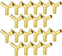 Vista 28 de GASHER 2 piezas de púas de manguera de latón en T, accesorio de manguera de 3 vías (púa de manguera de 1,27 cm x 1,27 cm x 1,27 cm) con 6