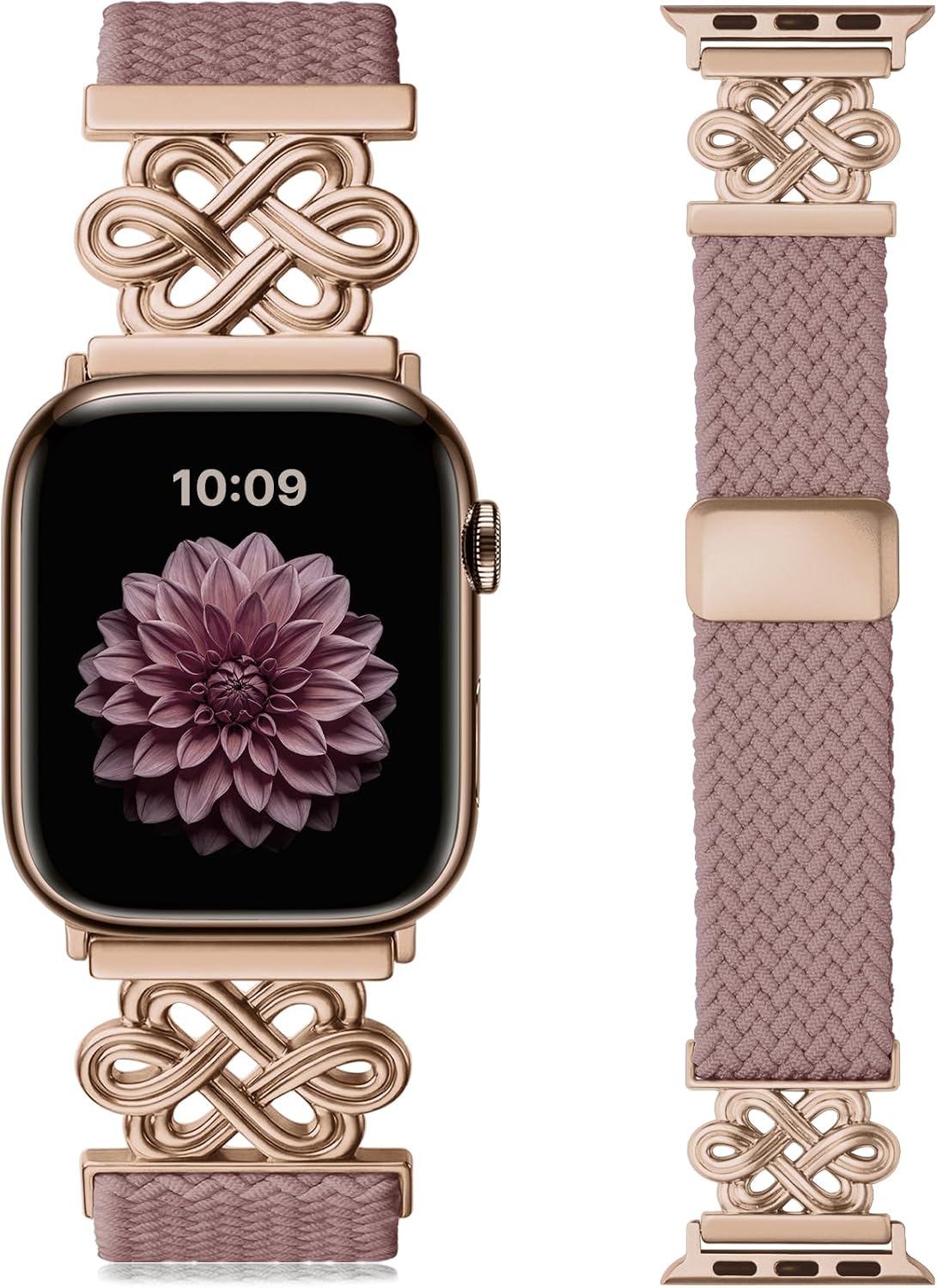 Pleciony pasek magnetyczny, kompatybilny z Apple Watch 42 mm (S11/10) 41 mm 40 mm 38 mm 42 mm, damski, szykowny, celtycki metal, elastyczny pasek do iWatch serii 11, 10, 9, 8, 7, 6, 5, 4, SE, 3