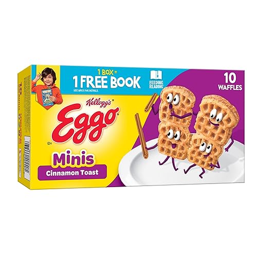 Eggo Minis - Bocaditos de gofres congelados, desayuno congelado, comida para desayuno, tostada de canela, caja de 10.75 onzas (10 waffles)