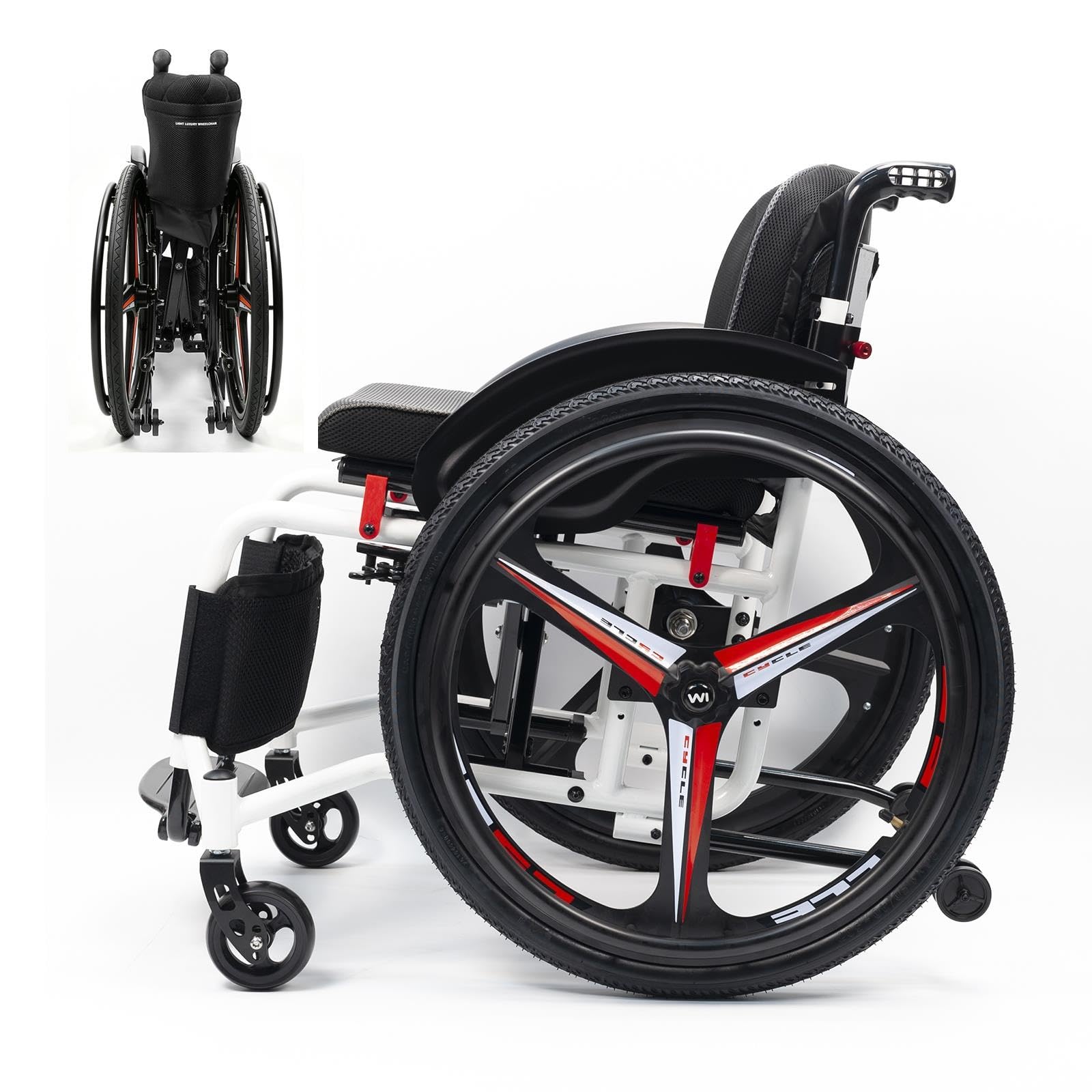 Sedia a rotelle pieghevole leggera, sedia a rotelle sportiva