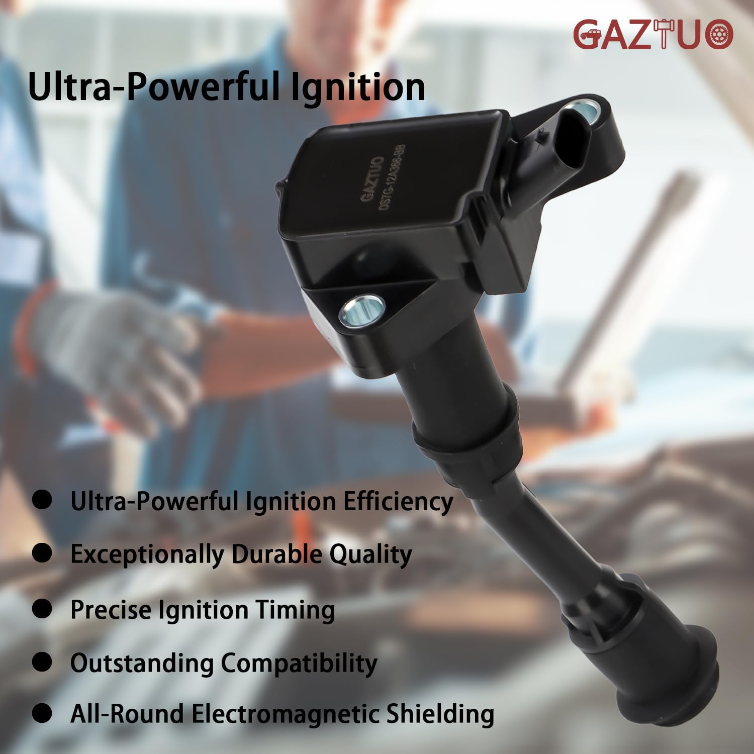 Ignition Coil Pack UF735 and Spark Plugs (Set of 4) Compatible with Ford 2014 2015 2016 2017 2018 2019 Fusion and Escape 1.5L L4 For # DS7Z-12029-B DG-552 DG-554