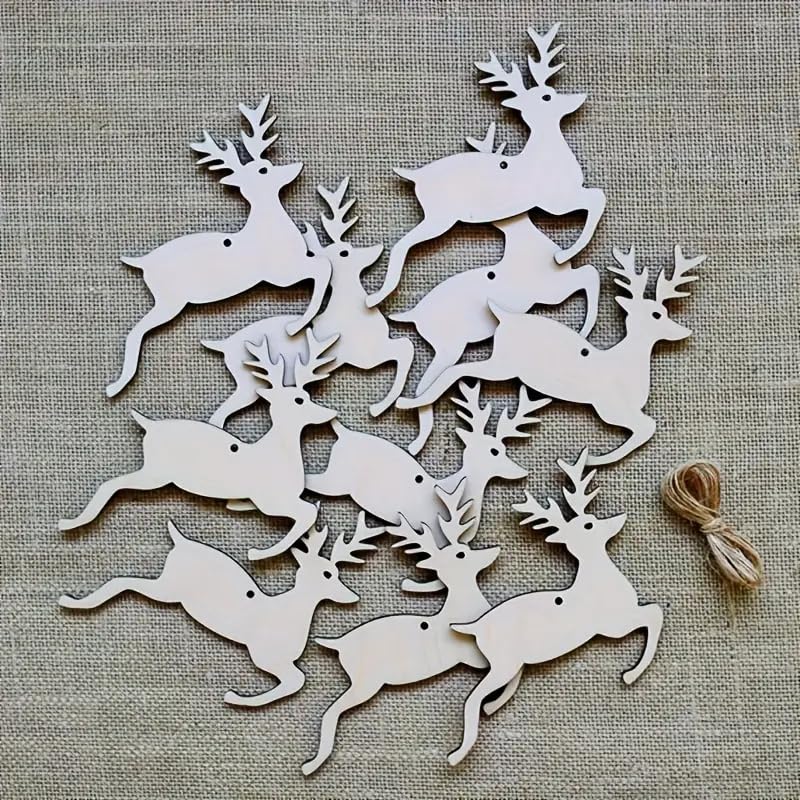 Pack of 25 Blank Reindeer MDF Wood Cutouts for Christmas Painting Hanging Decorations/Tree Ornaments/Snowman/Bells/Socks for Christmas Ornaments for Tree Decoration Set Gifts