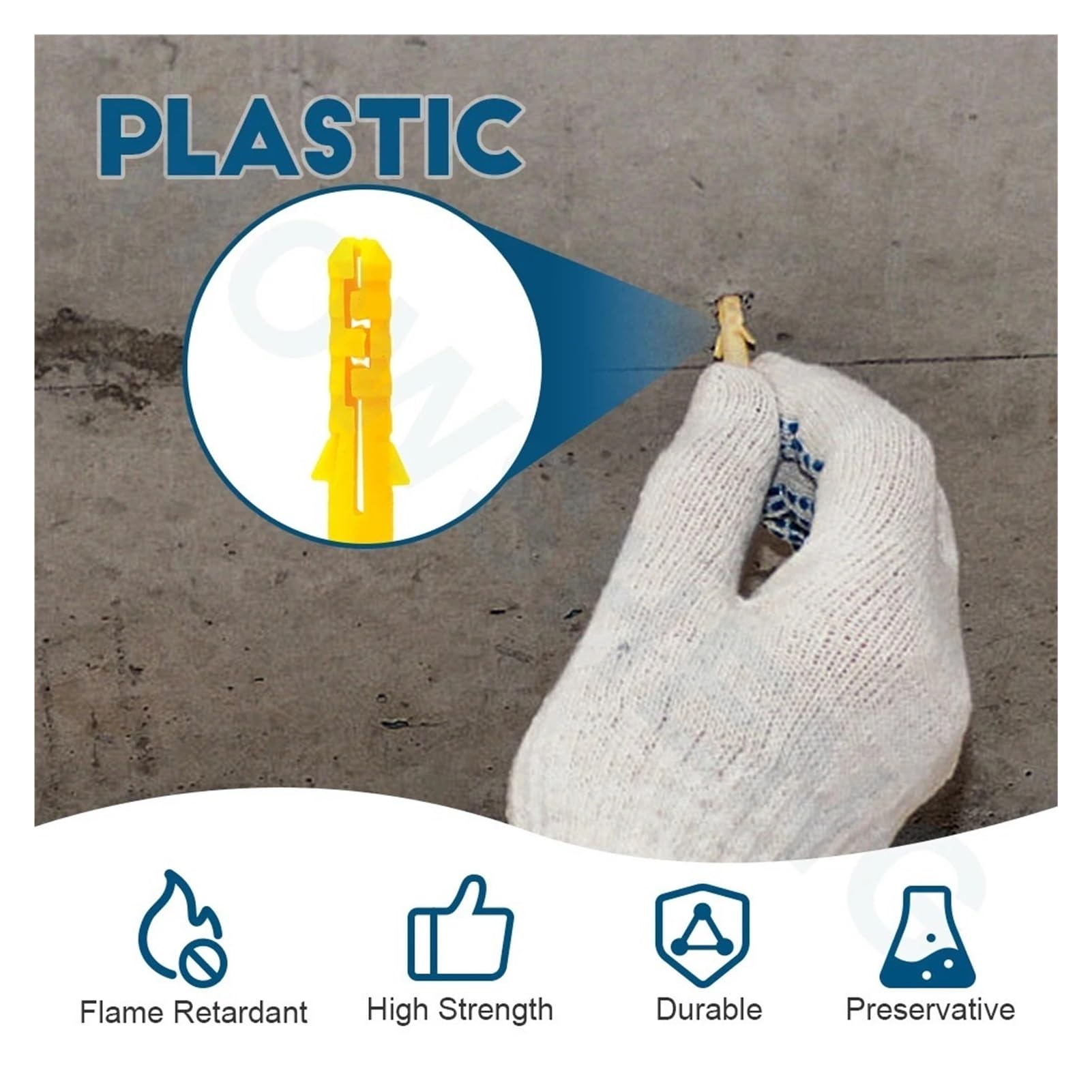 Lot de 170 chevilles en plastique pour vis autotaraudeuses M6 M8 M10 (60 mm, 50 pièces)