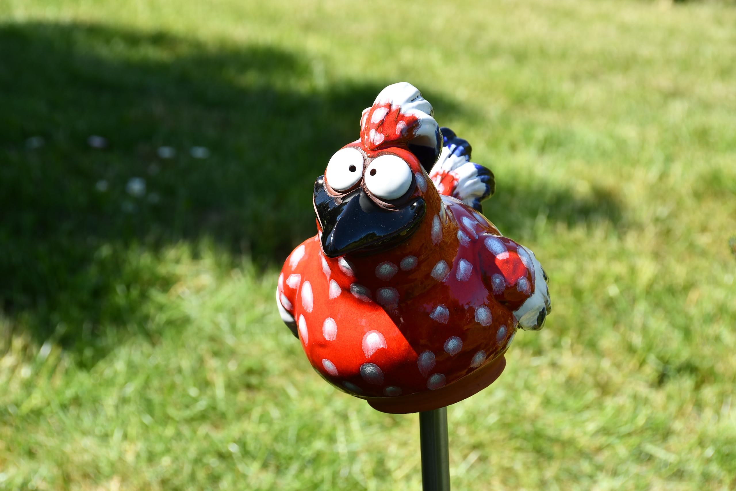 Gartenstecker Keramik Handgefertigt - Gartendeko für Draußen Wetterfest - Garten Deko Keramik - Vogel Gartenfiguren & Gartenstatuen - Vogel