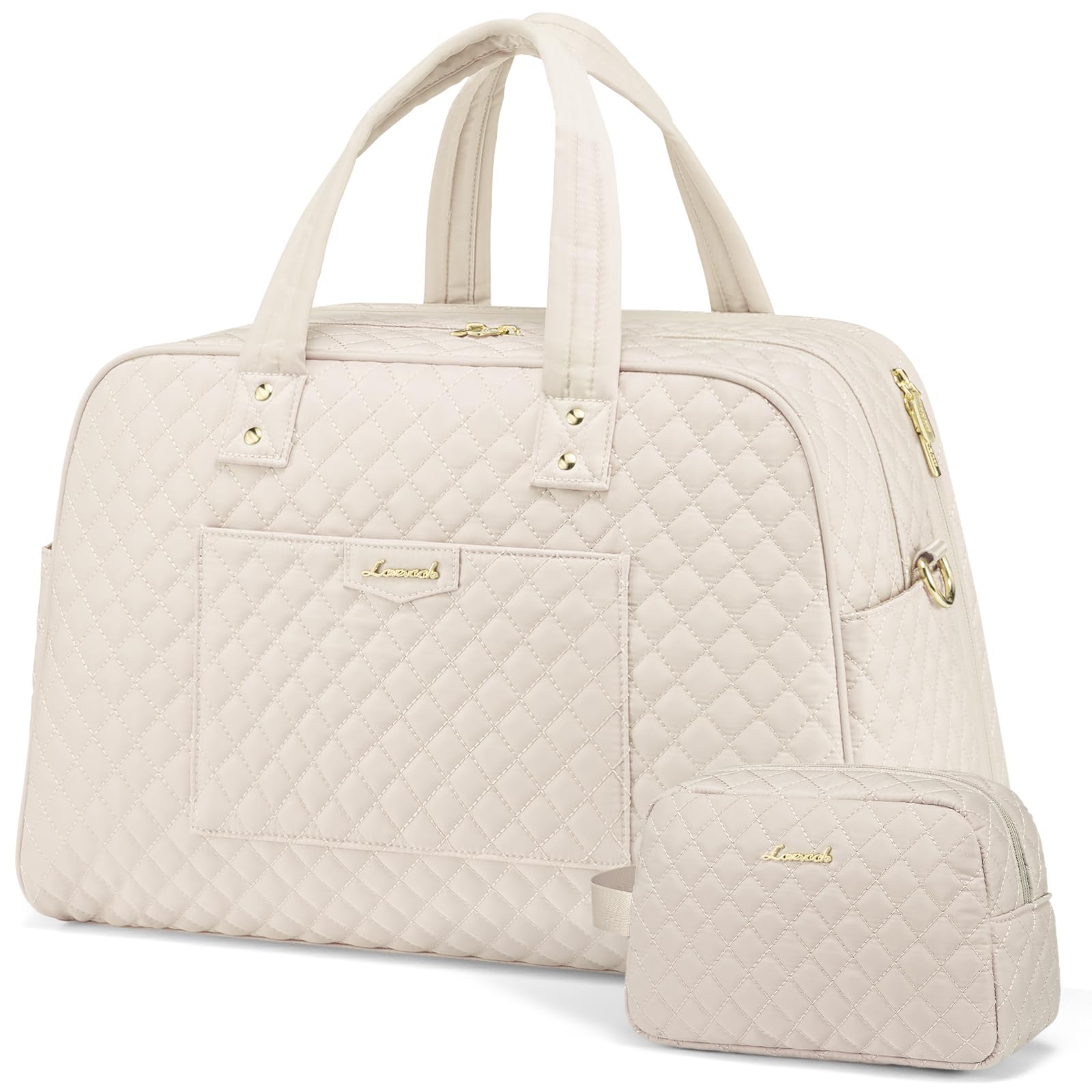 LOVEVOOK Large Travel Duffle Bag, Weekender Overnight Bag with Laptop Compartment for Women, Carry On Bag with Wet Pocket and toiletry Bag for Travel, Business Trips, Sports, Beige