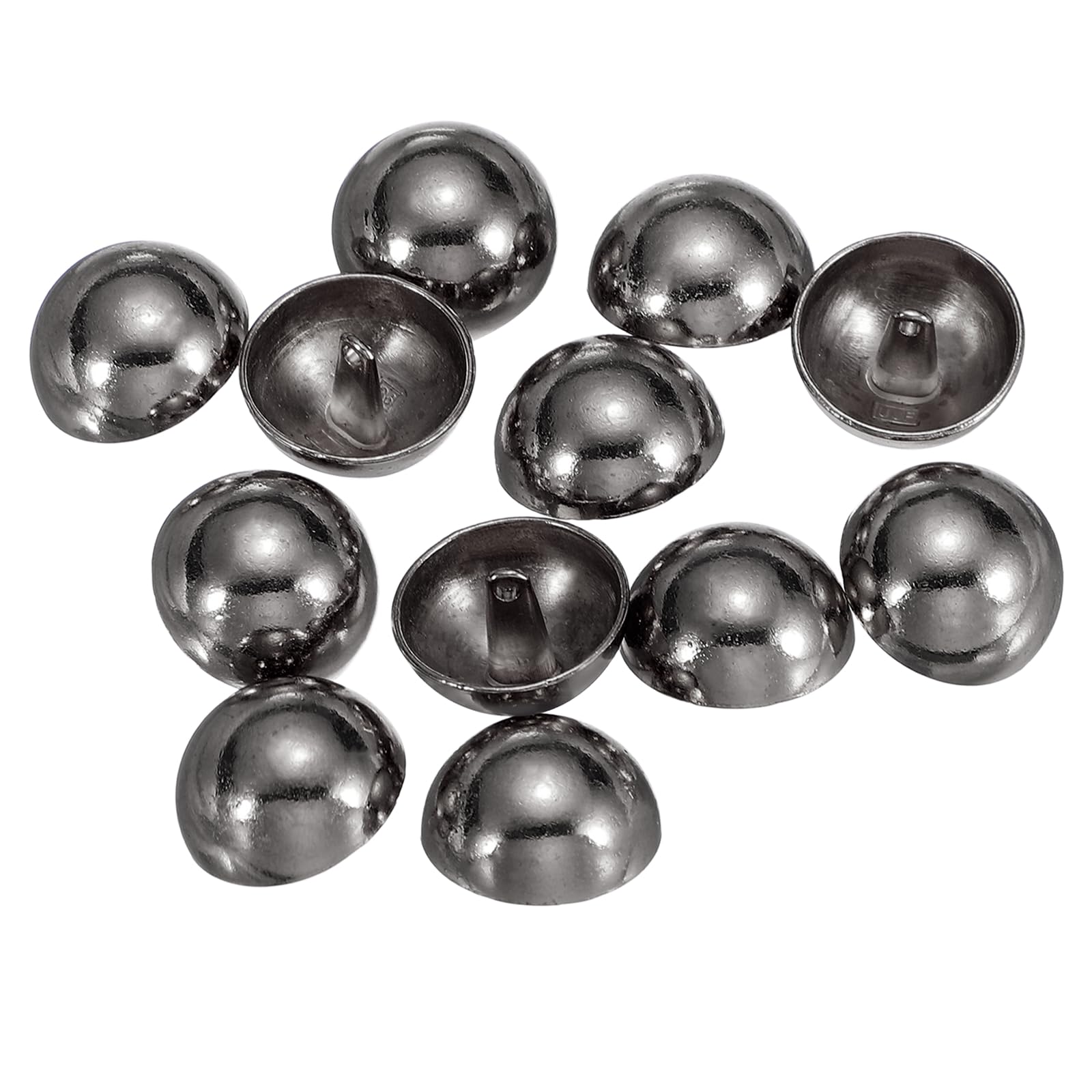 sourcing map 12pcs Half-Domed Metal Sewing Buttons, 23mm / 0.91" Half Round Mushroom Pearl Cap Metal Buttons with Shank for Blazer Suit Coat Jacket Cloth Garment Decoration, Black