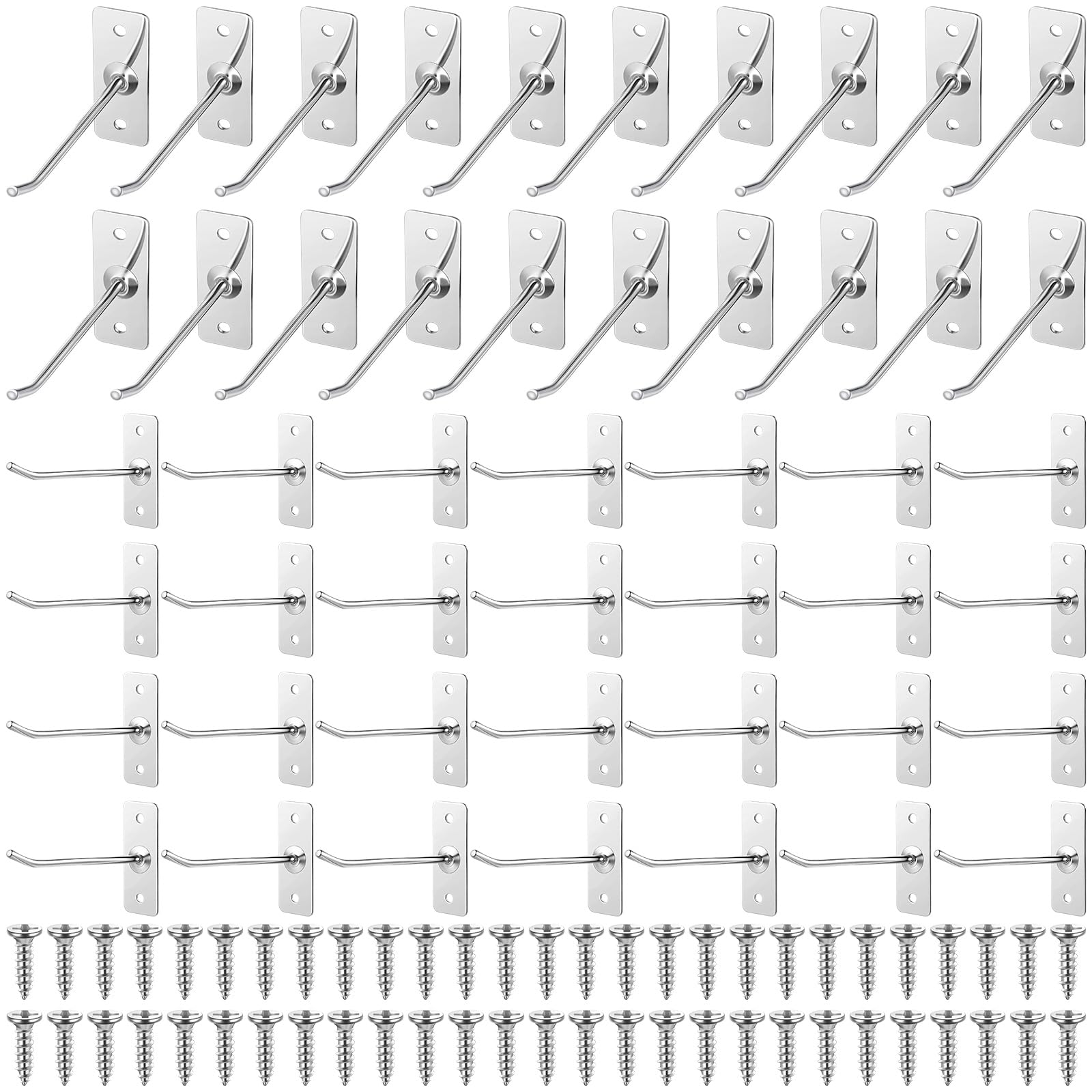 Blulu 100 ganchos individuales de acero inoxidable para colgar en la pared, de metal plateado, para el hogar, garaje, organizador de almacenamiento, tienda minorista, cocina, 3.6 pulgadas